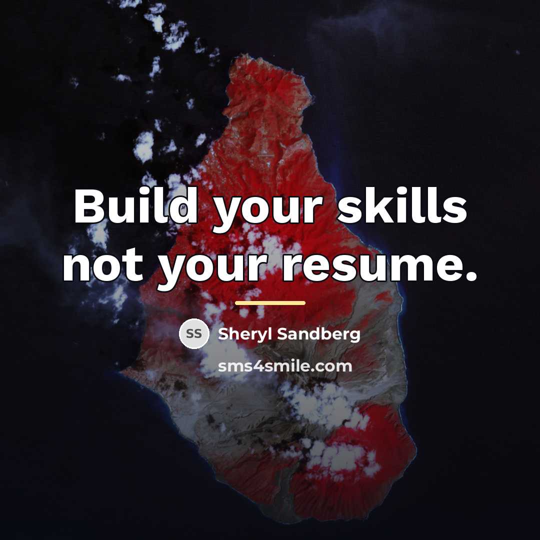 “Build your skills not your resume.…” quote by Sheryl Sandberg