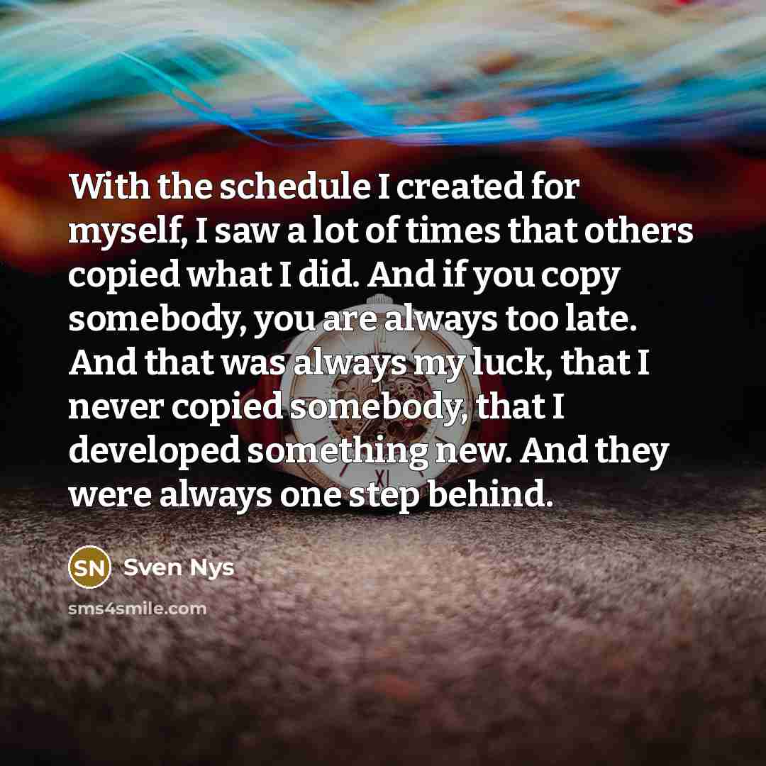 “With the schedule I created for myself, I saw a…” quote by Sven Nys