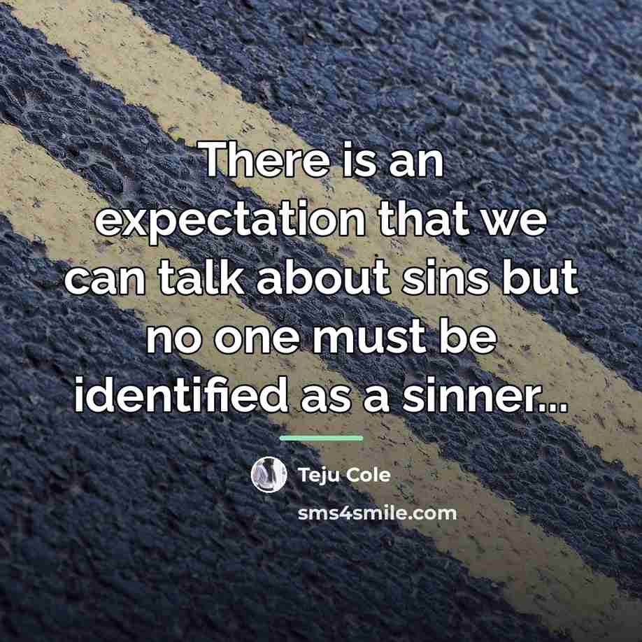 “There is an expectation that we can talk about sins…” quote by Teju Cole