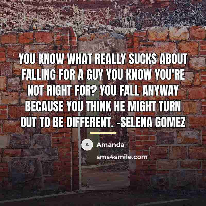 “You know what really sucks about falling for a guy…” quote by Amanda