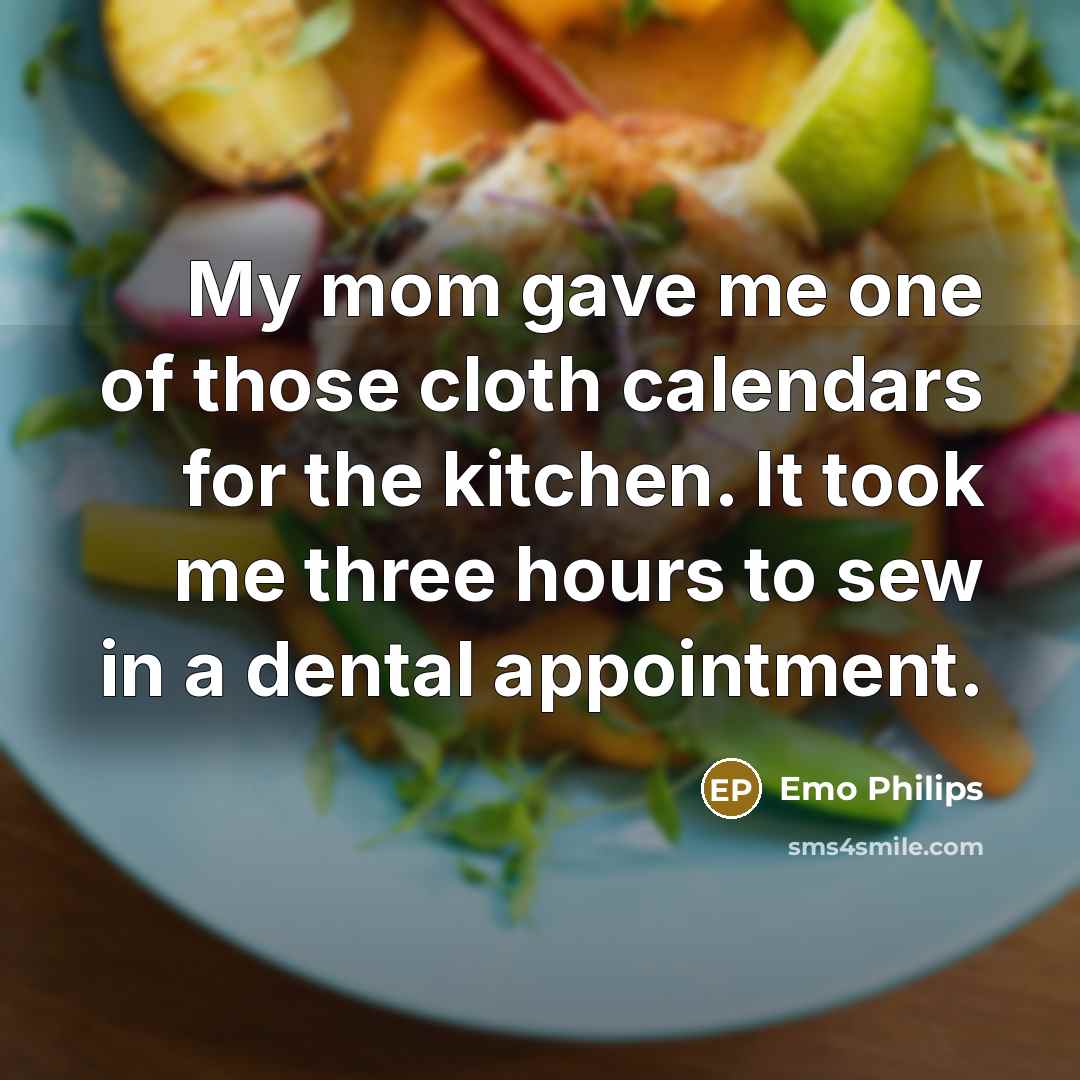 “My mom gave me one of those cloth calendars for…” quote by Emo Philips