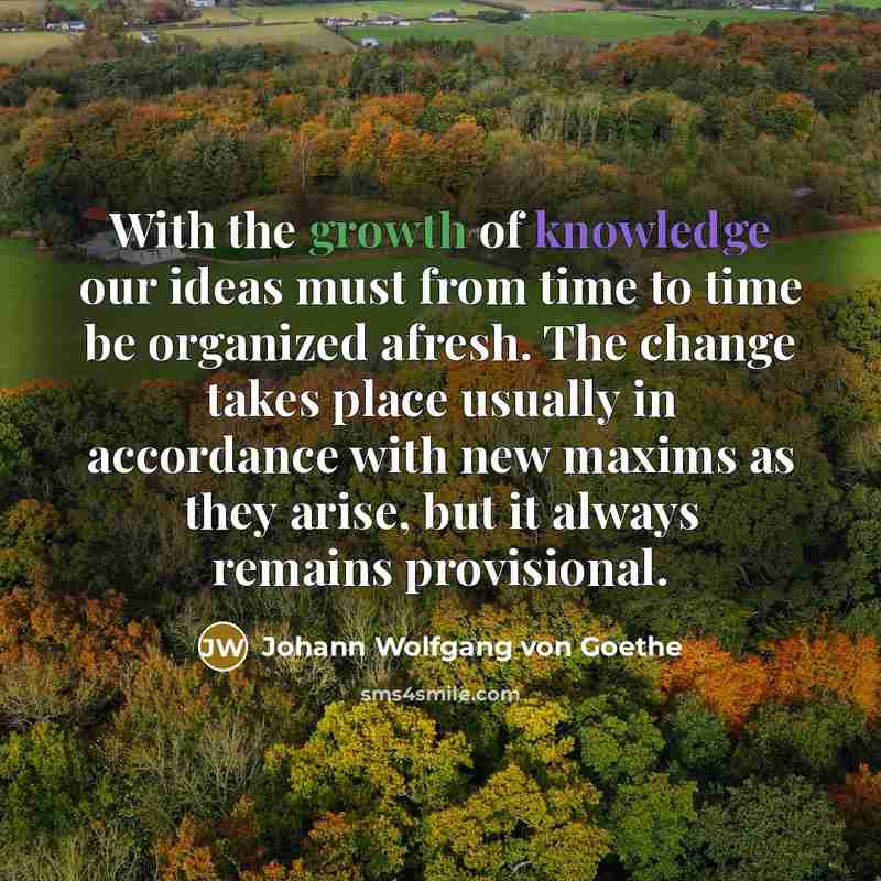 “With the growth of knowledge our ideas must from time…” quote by Johann Wolfgang von Goethe