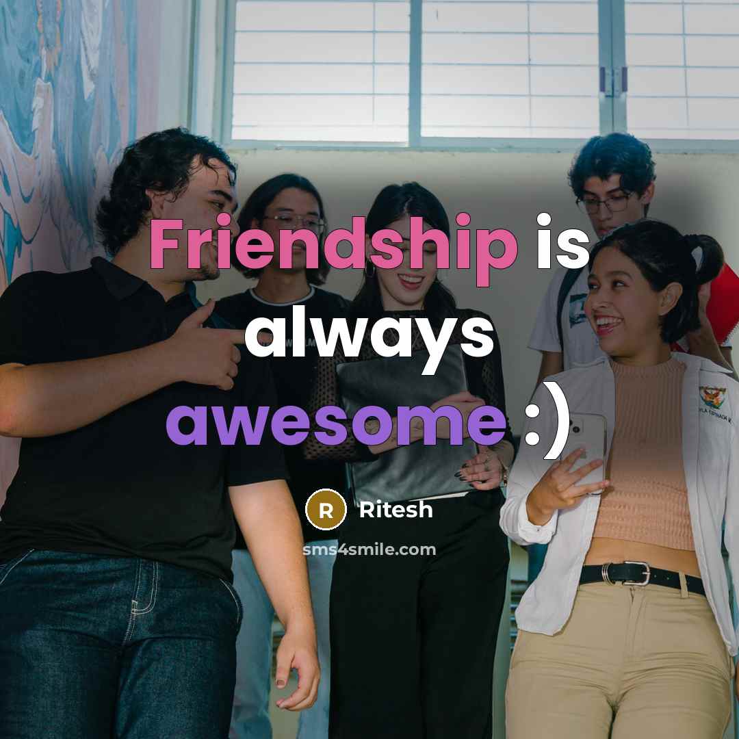 “Friendship is always awesome :)” quote by Ritesh