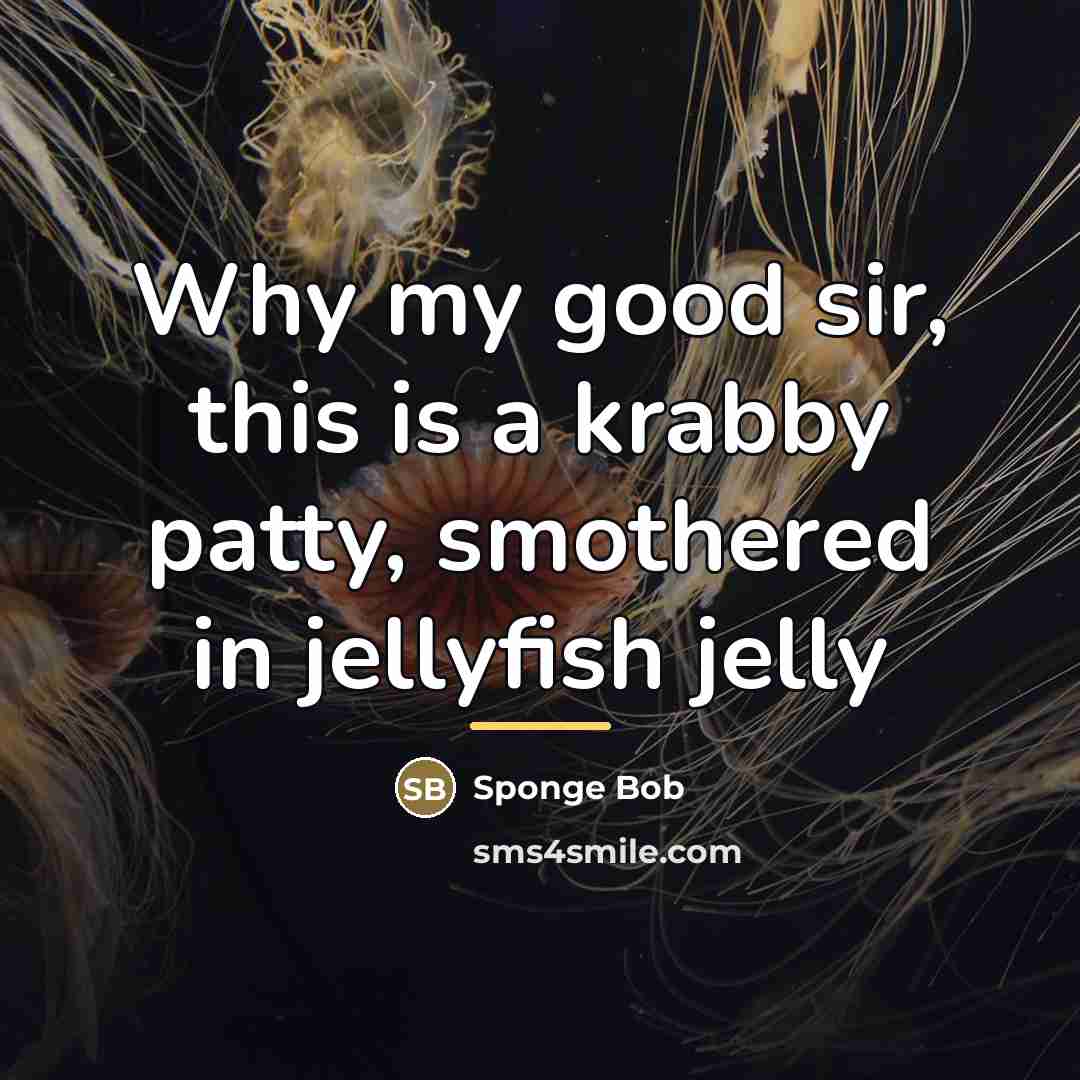 “Why my good sir, this is a krabby patty, smothered…” quote by Sponge Bob