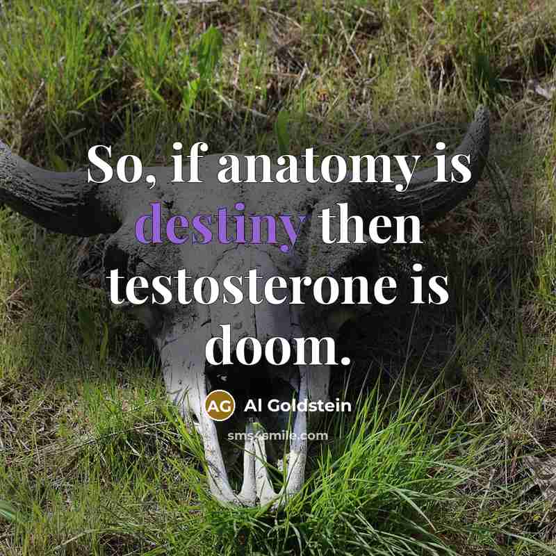 “So, if anatomy is destiny then testosterone is doom.…” quote by Al Goldstein