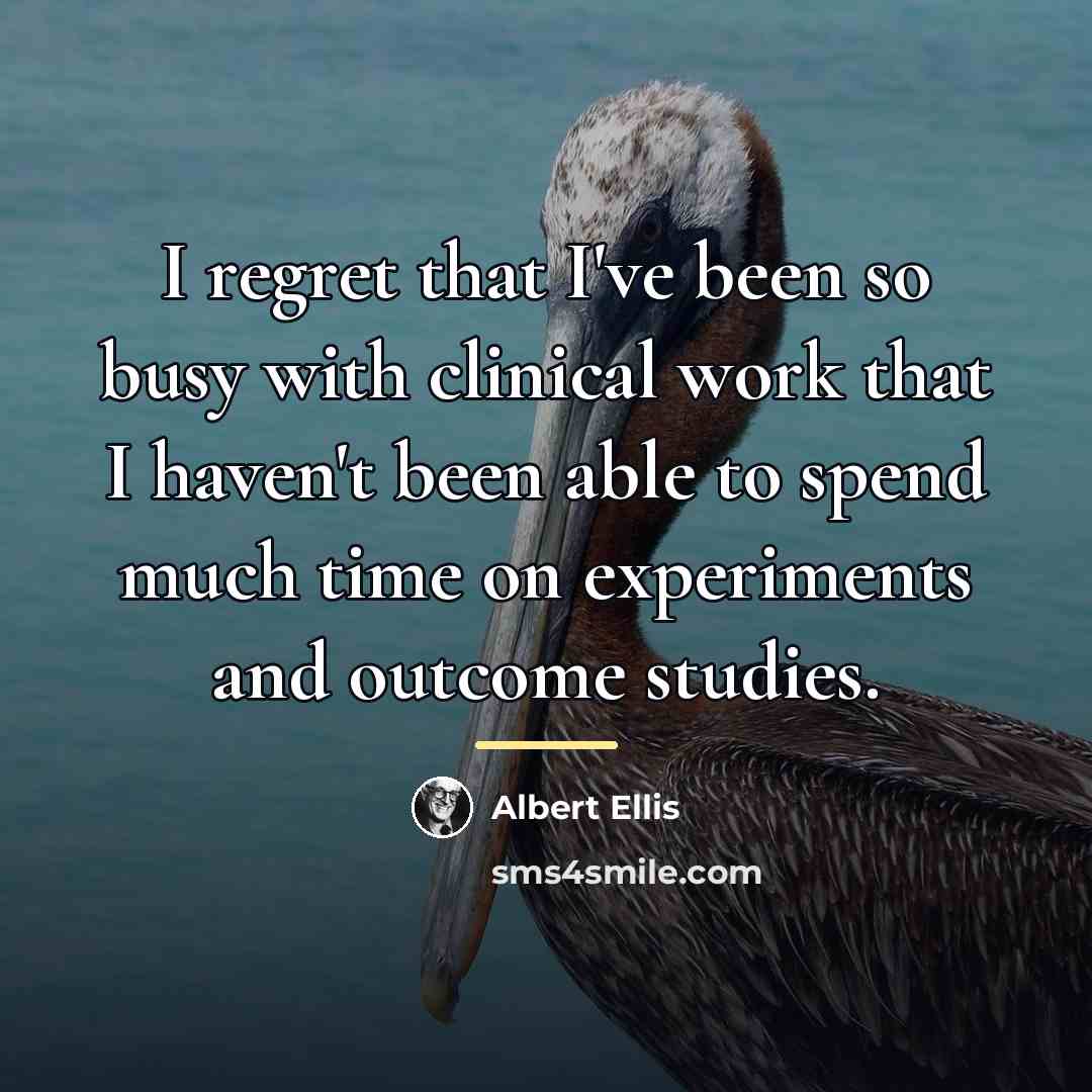 “I regret that I've been so busy with clinical work…” quote by Albert Ellis