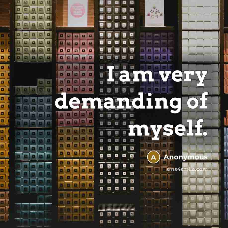 “I am very demanding of myself.…” quote by Anonymous