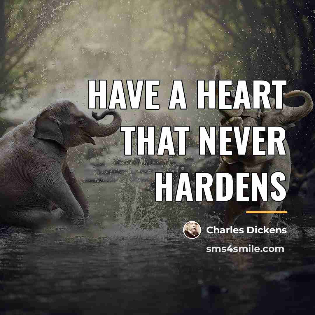 “Have a heart that never hardens…” quote by Charles Dickens