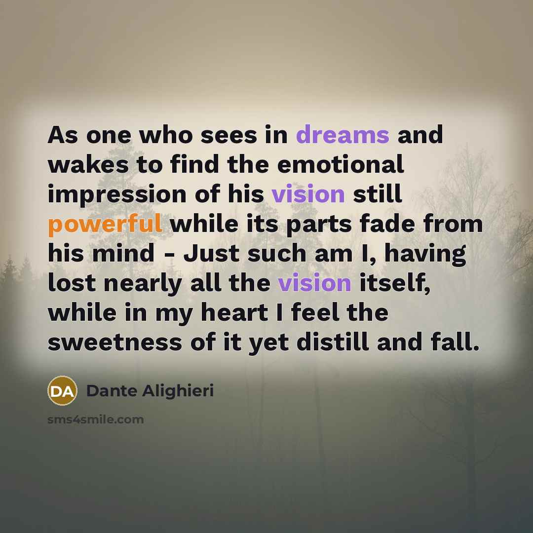“As one who sees in dreams and wakes to find…” quote by Dante Alighieri