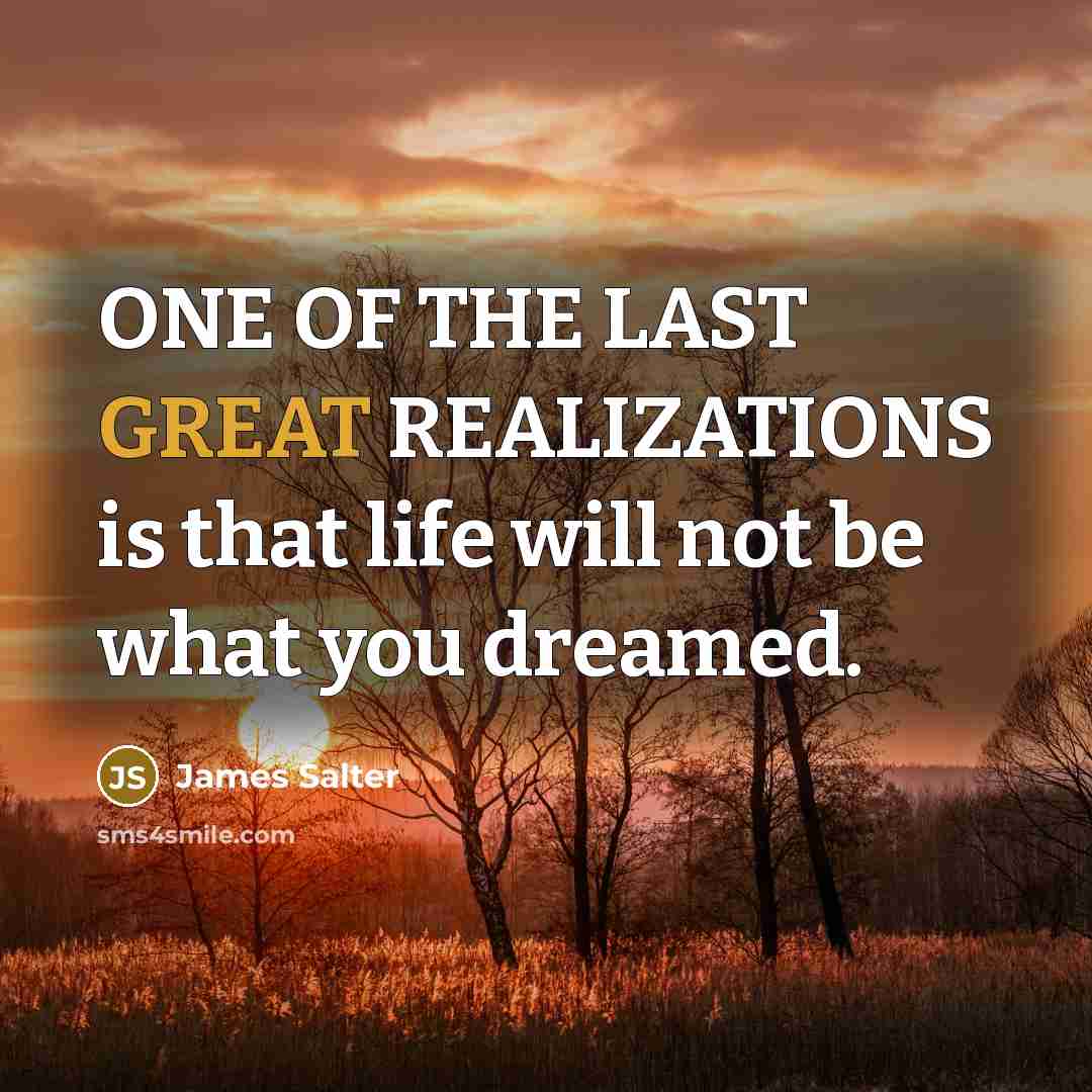 “ONE OF THE LAST GREAT REALIZATIONS is that life will…” quote by James Salter