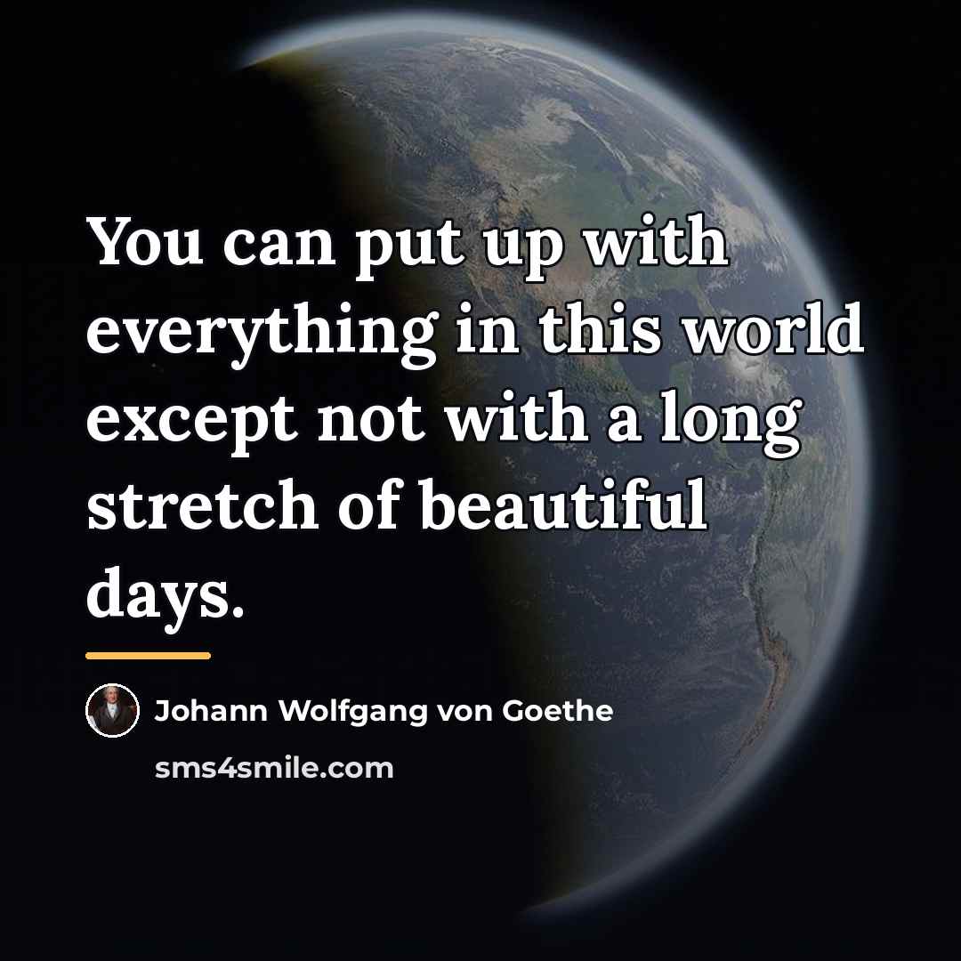 “You can put up with everything in this world except…” quote by Johann Wolfgang von Goethe