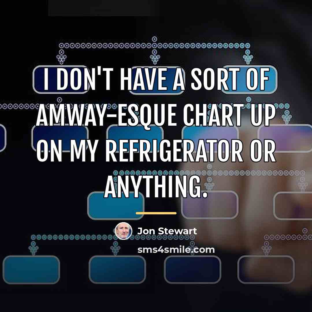 “I don't have a sort of Amway-esque chart up on…” quote by Jon Stewart