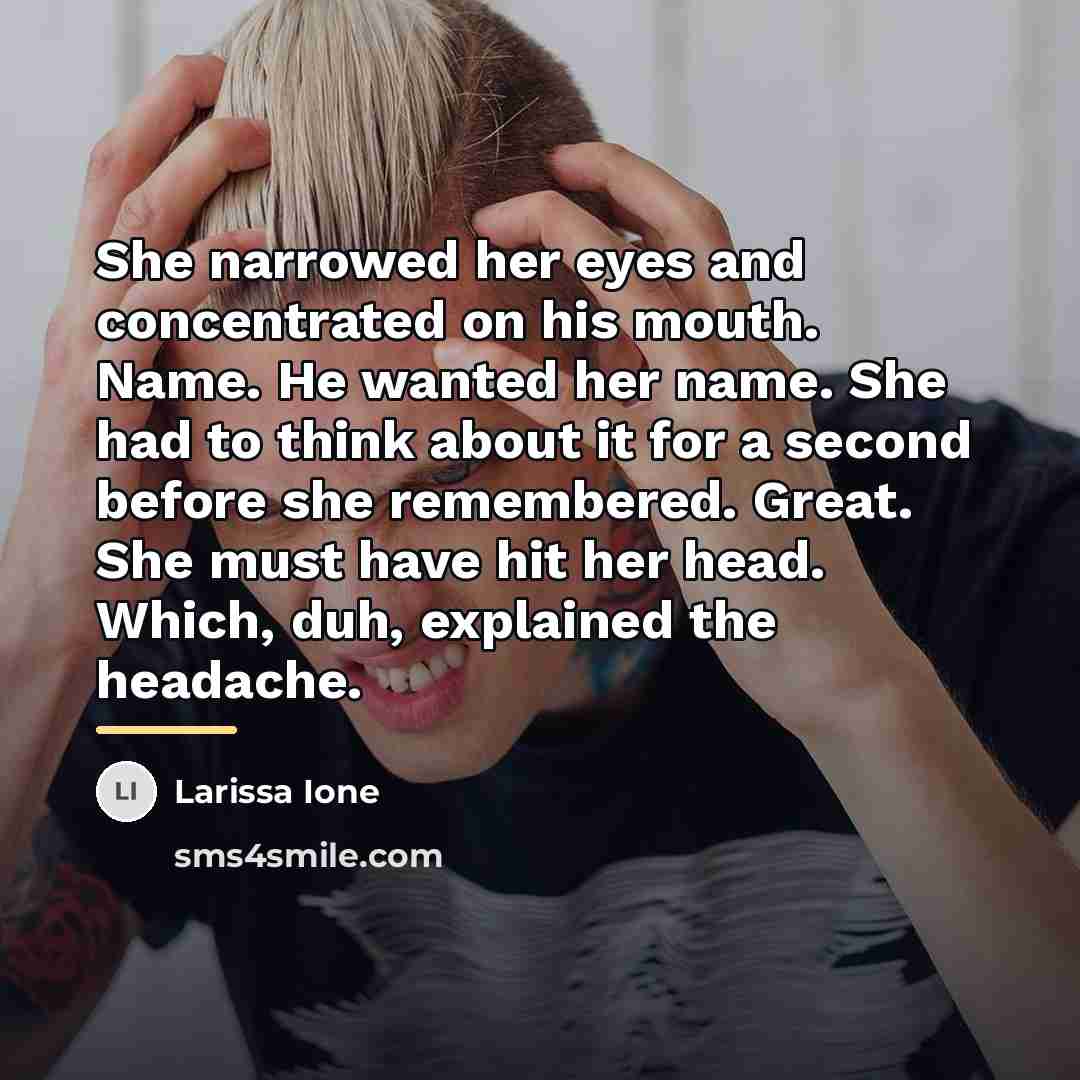 “She narrowed her eyes and concentrated on his mouth. Name.…” quote by Larissa Ione