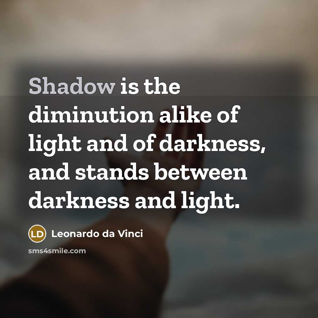 “Shadow is the diminution alike of light and of darkness,…” quote by Leonardo da Vinci