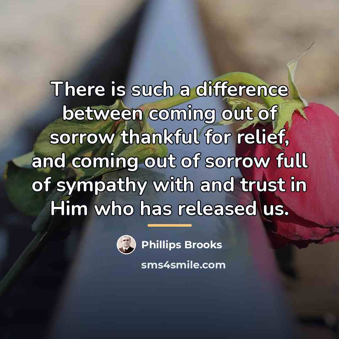 “There is such a difference between coming out of sorrow…” quote by Phillips Brooks