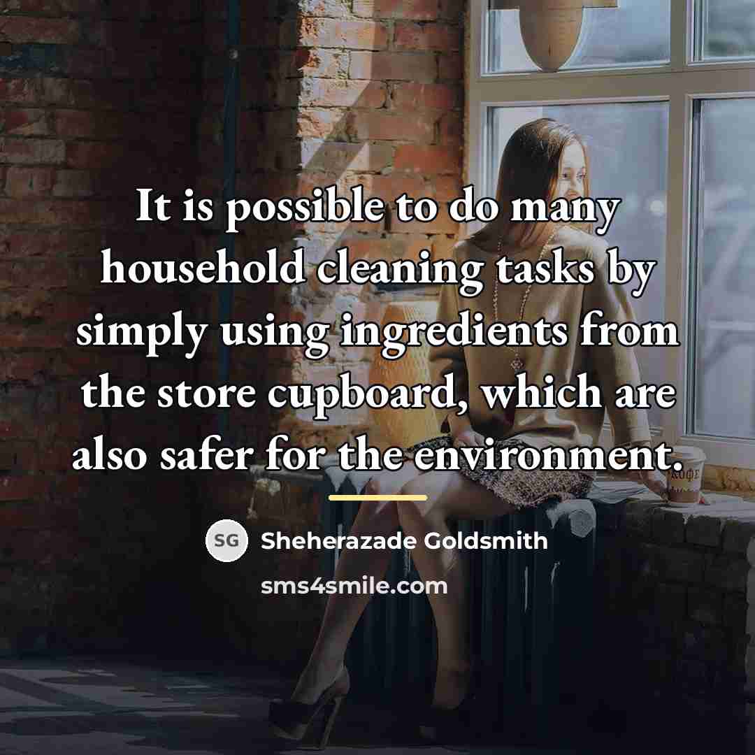 “It is possible to do many household cleaning tasks by…” quote by Sheherazade Goldsmith