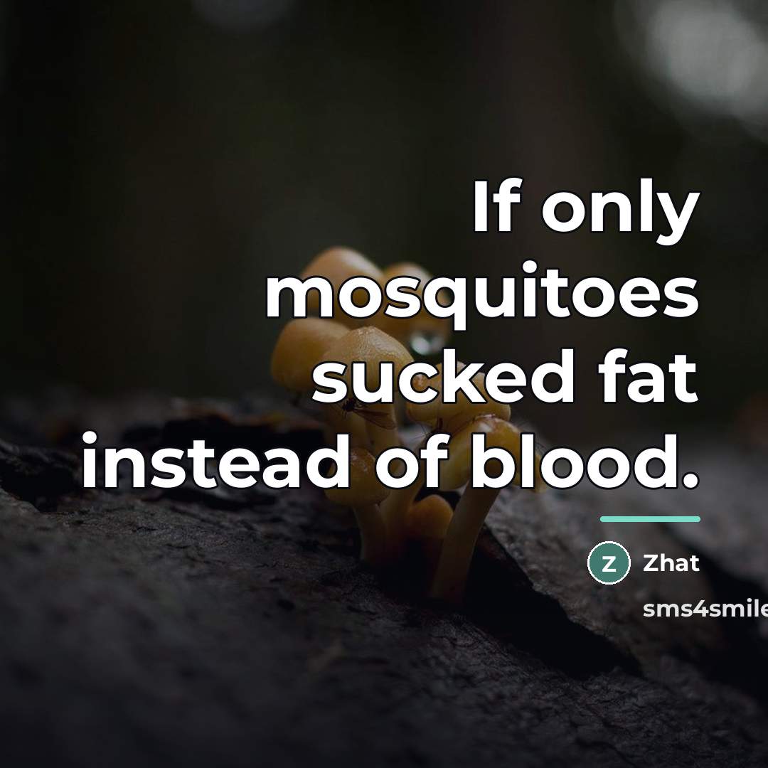 “If only mosquitoes sucked fat instead of blood.…” quote by Zhat