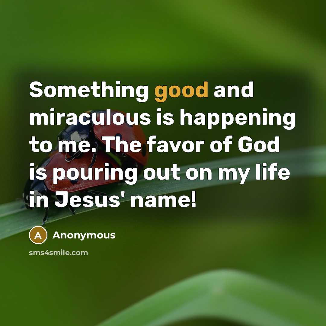 “Something good and miraculous is happening to me. The favor…” quote by Anonymous