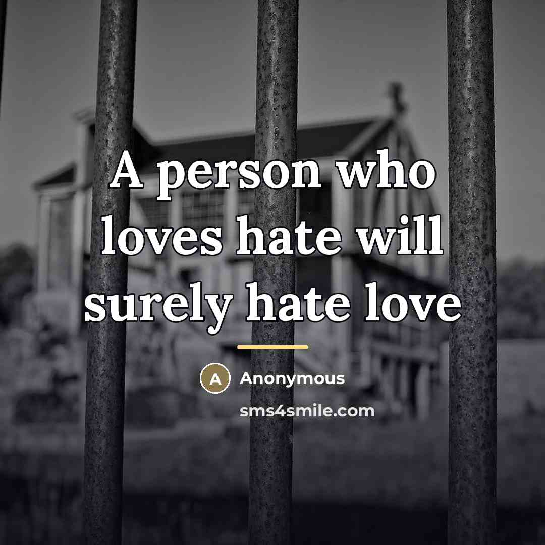 “A person who loves hate will surely hate love…” quote by Anonymous