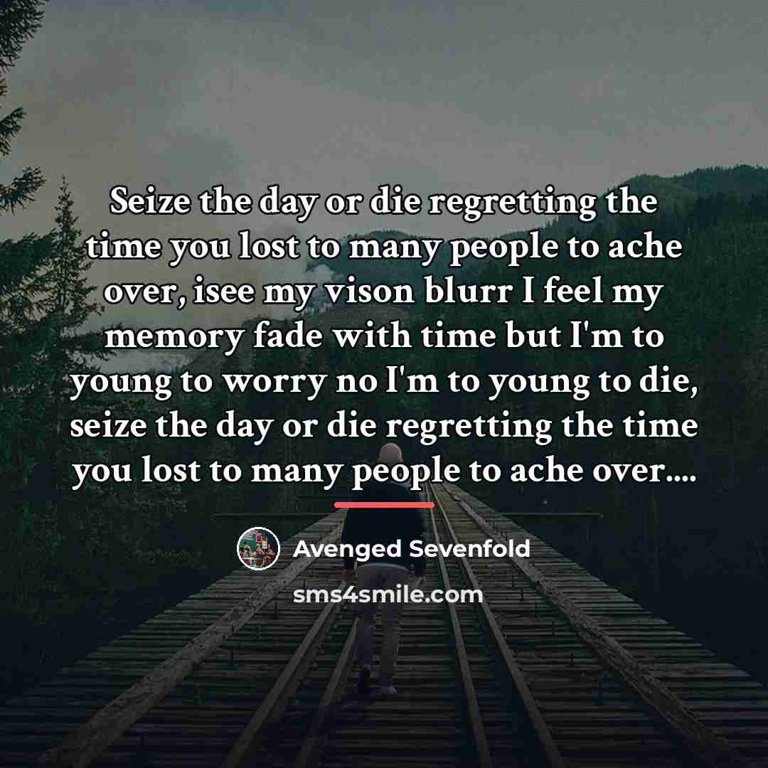 “Seize the day or die regretting the time you lost…” quote by Avenged Sevenfold