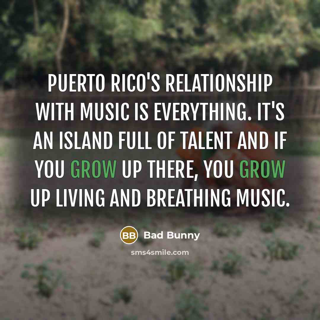 “Puerto Rico's relationship with music is everything. It's an island…” quote by Bad Bunny
