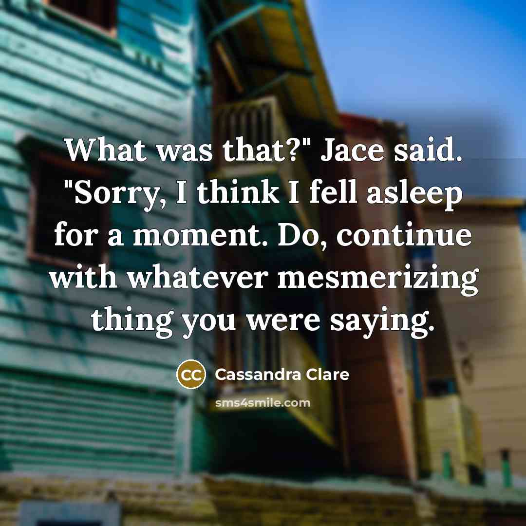 “What was that?" Jace said. "Sorry, I think I fell…” quote by Cassandra Clare