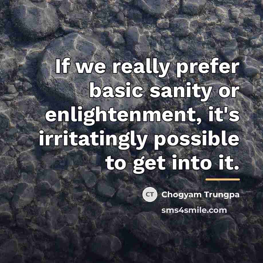 “If we really prefer basic sanity or enlightenment, it's irritatingly…” quote by Chogyam Trungpa