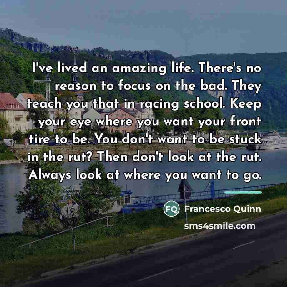“I've lived an amazing life. There's no reason to focus…” quote by Francesco Quinn