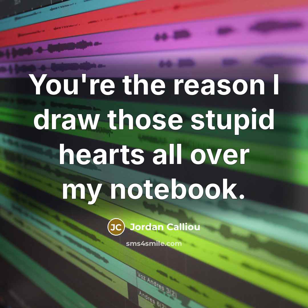 “You're the reason I draw those stupid hearts all over…” quote by Jordan Calliou