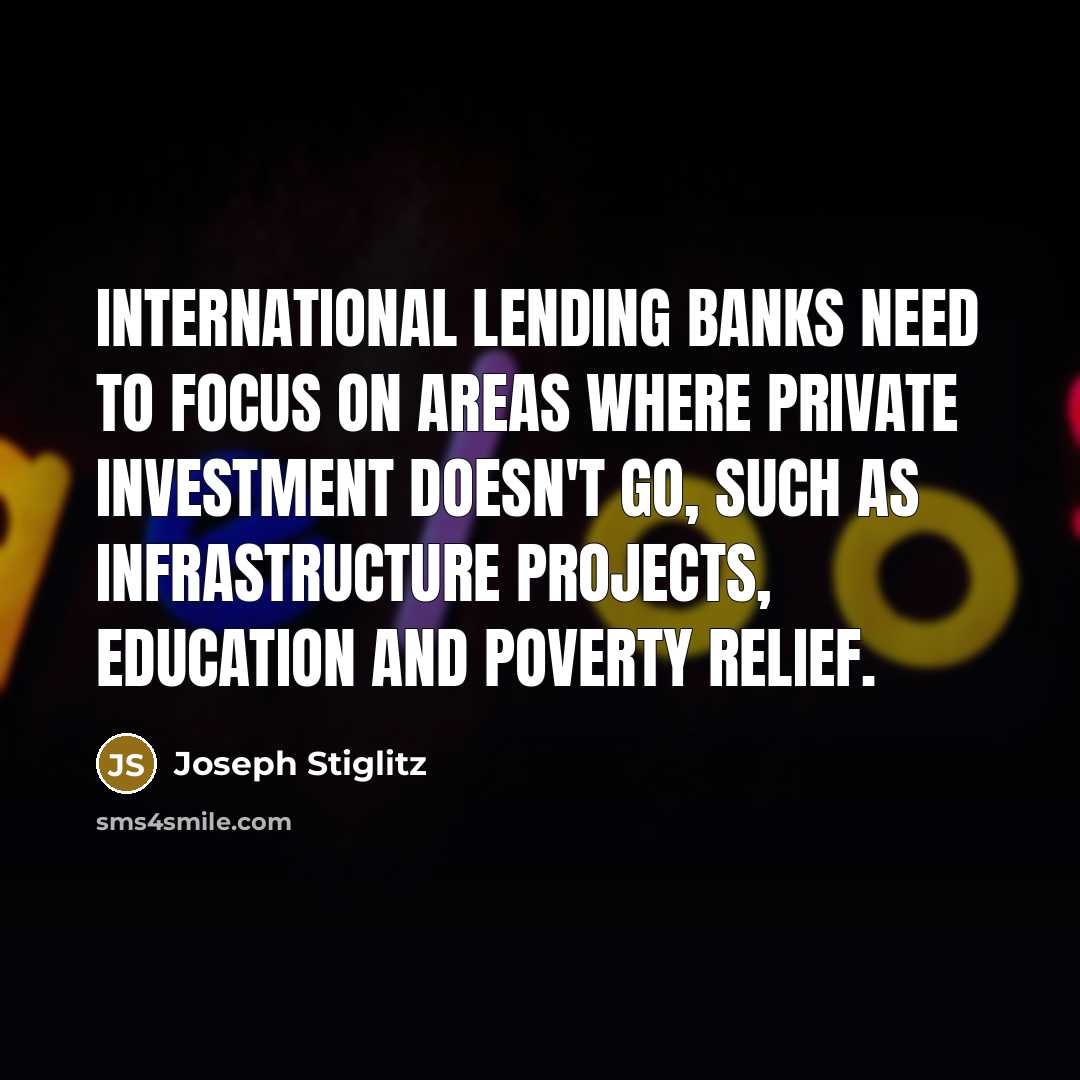 “International lending banks need to focus on areas where private…” quote by Joseph Stiglitz