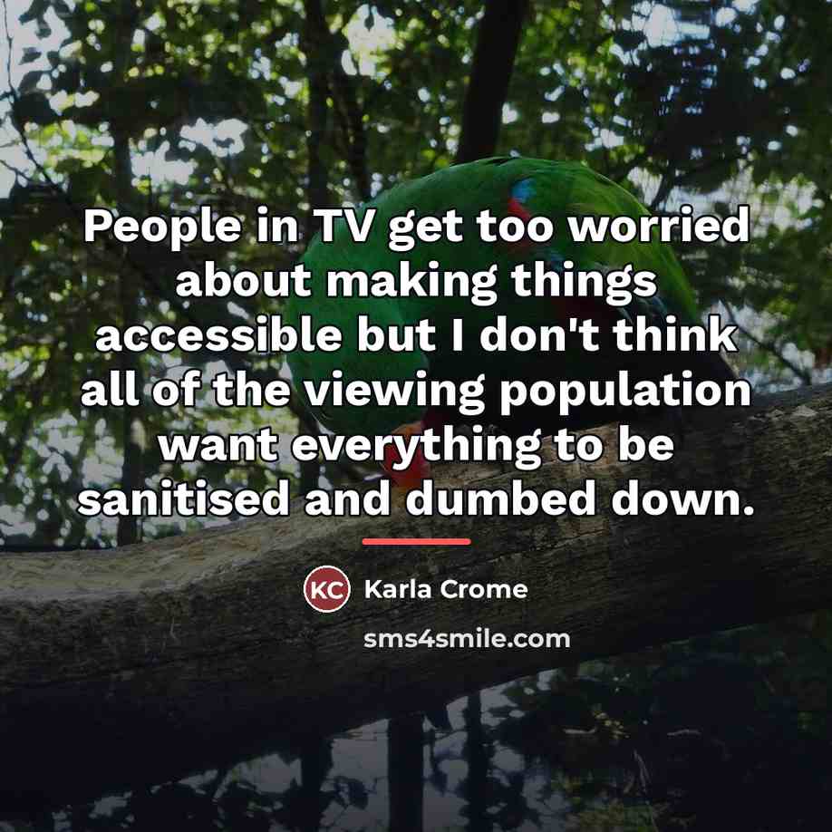 “People in TV get too worried about making things accessible…” quote by Karla Crome