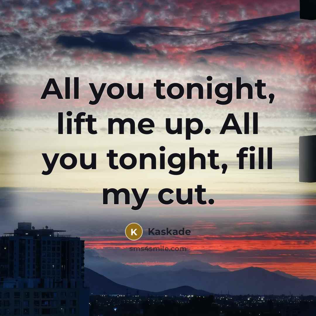 “All you tonight, lift me up. All you tonight, fill…” quote by Kaskade