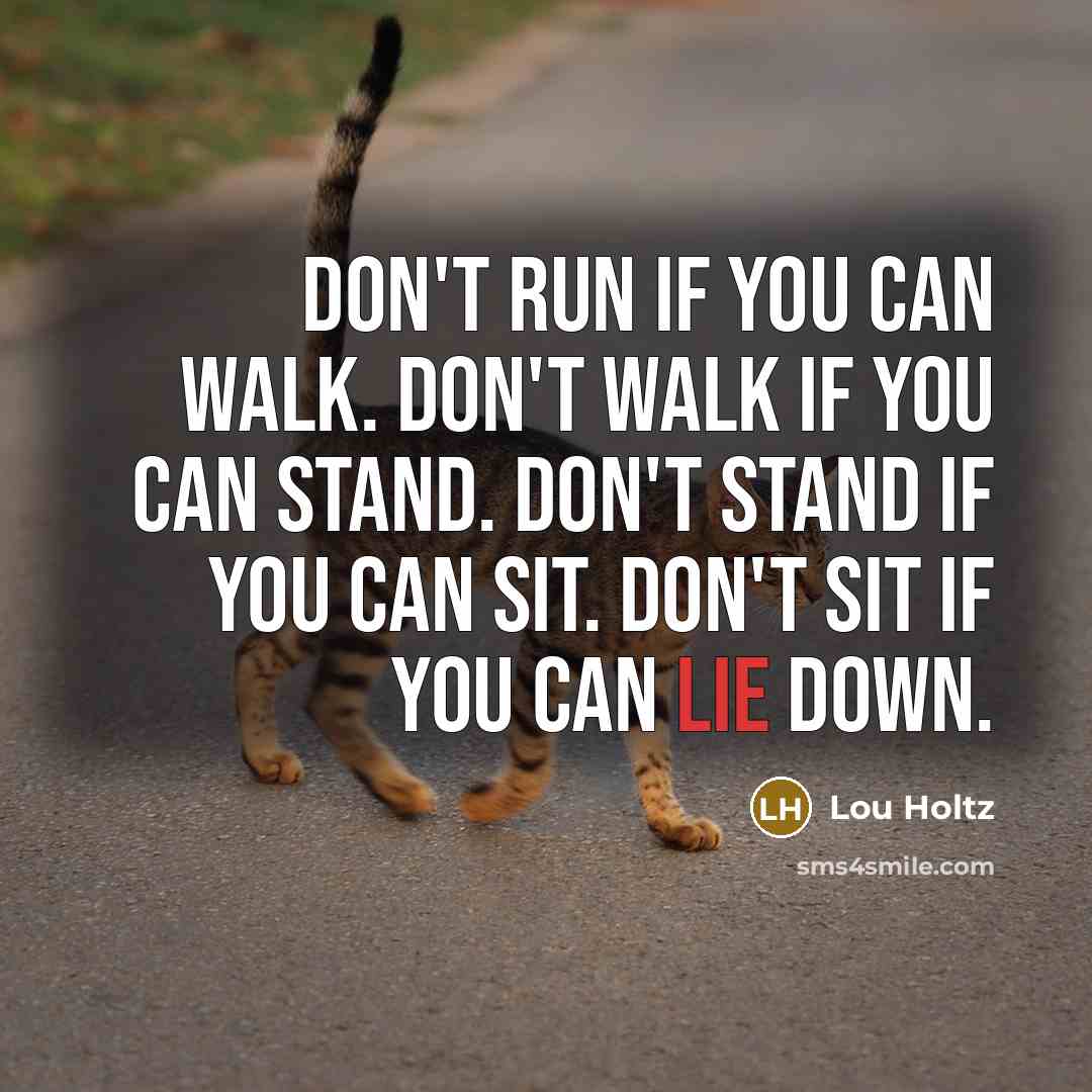 “Don't run if you can walk. Don't walk if you…” quote by Lou Holtz