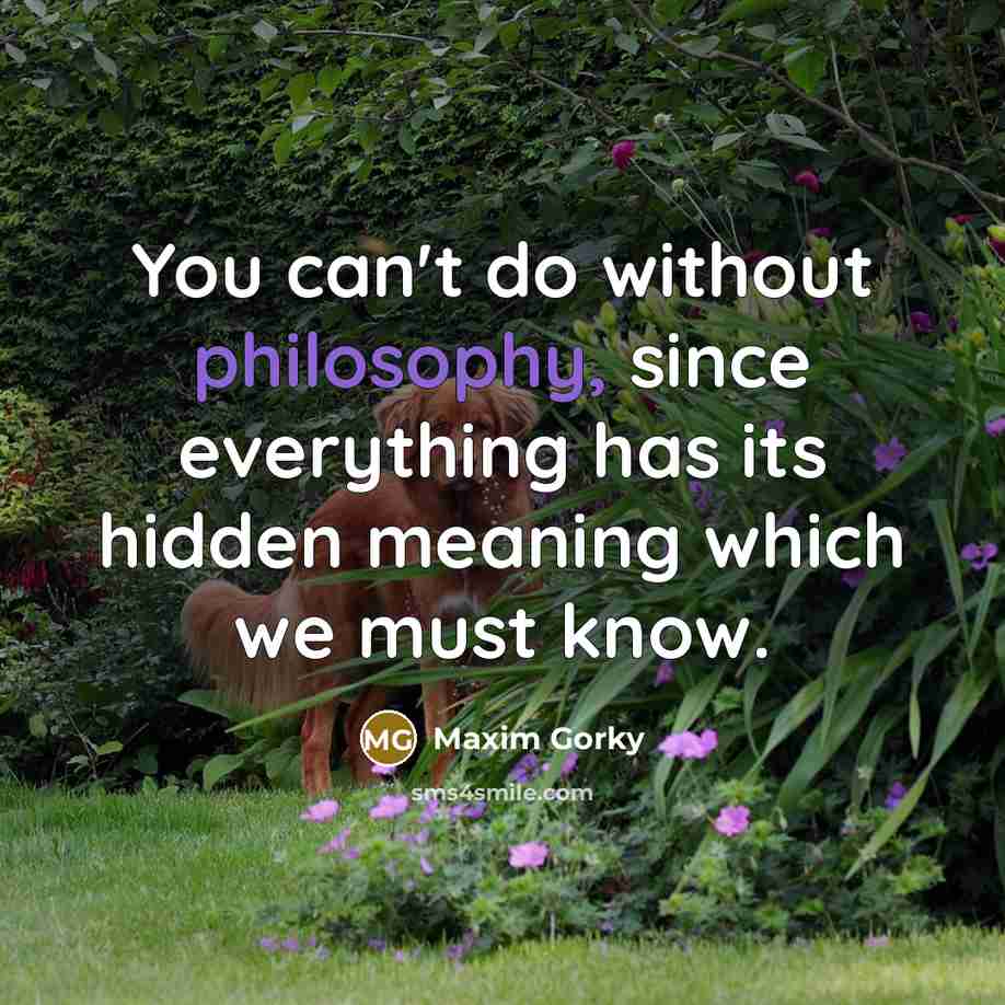 “You can't do without philosophy, since everything has its hidden…” quote by Maxim Gorky