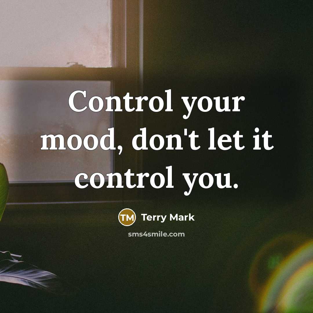 “Control your mood, don't let it control you.” quote by Terry Mark
