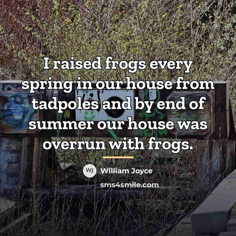 “I raised frogs every spring in our house from tadpoles…” quote by William Joyce