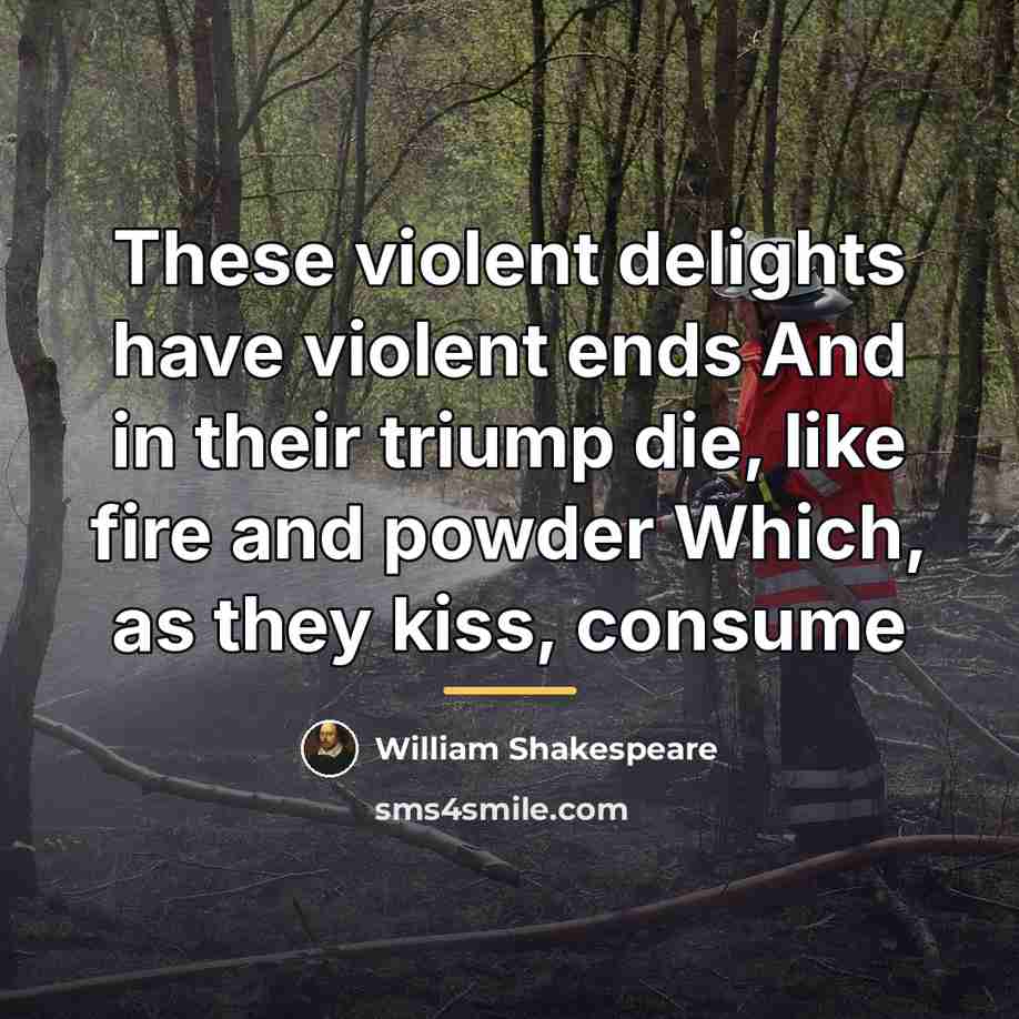 “These violent delights have violent ends And in their triump…” quote by William Shakespeare