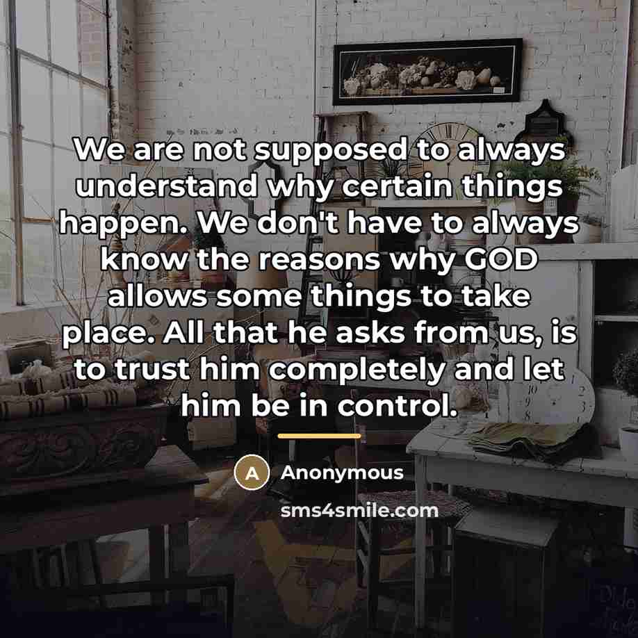 “We are not supposed to always understand why certain things…” quote by Anonymous