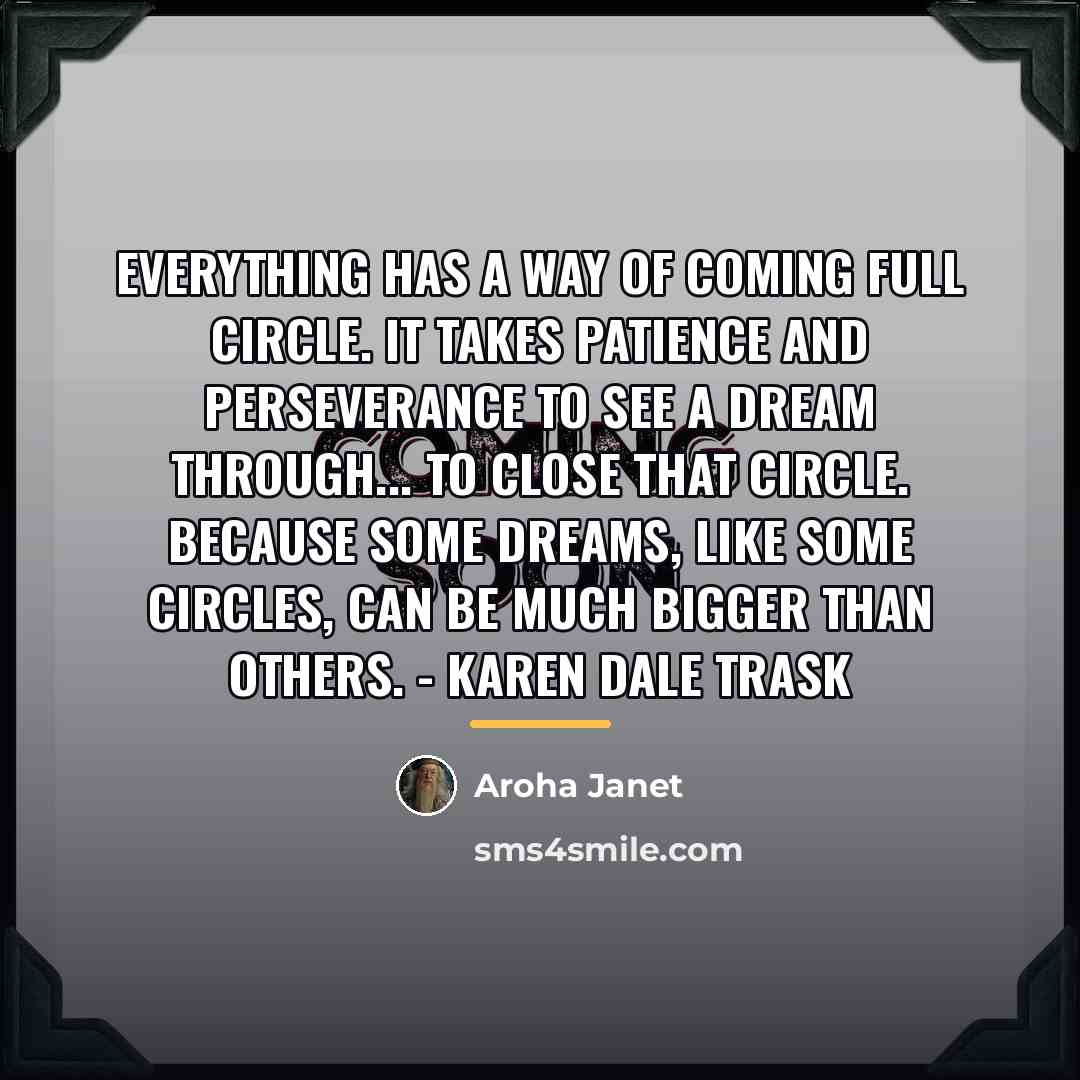 “Everything has a way of coming full circle. It takes…” quote by Aroha Janet