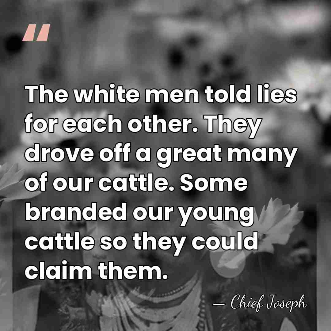 The white men told lies for each other. They drove off a&hellip; - Chief Joseph