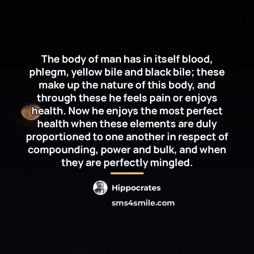 “The body of man has in itself blood, phlegm, yellow…” quote by Hippocrates