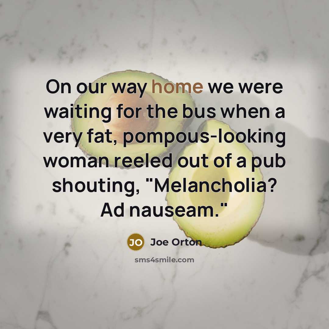 “On our way home we were waiting for the bus…” quote by Joe Orton