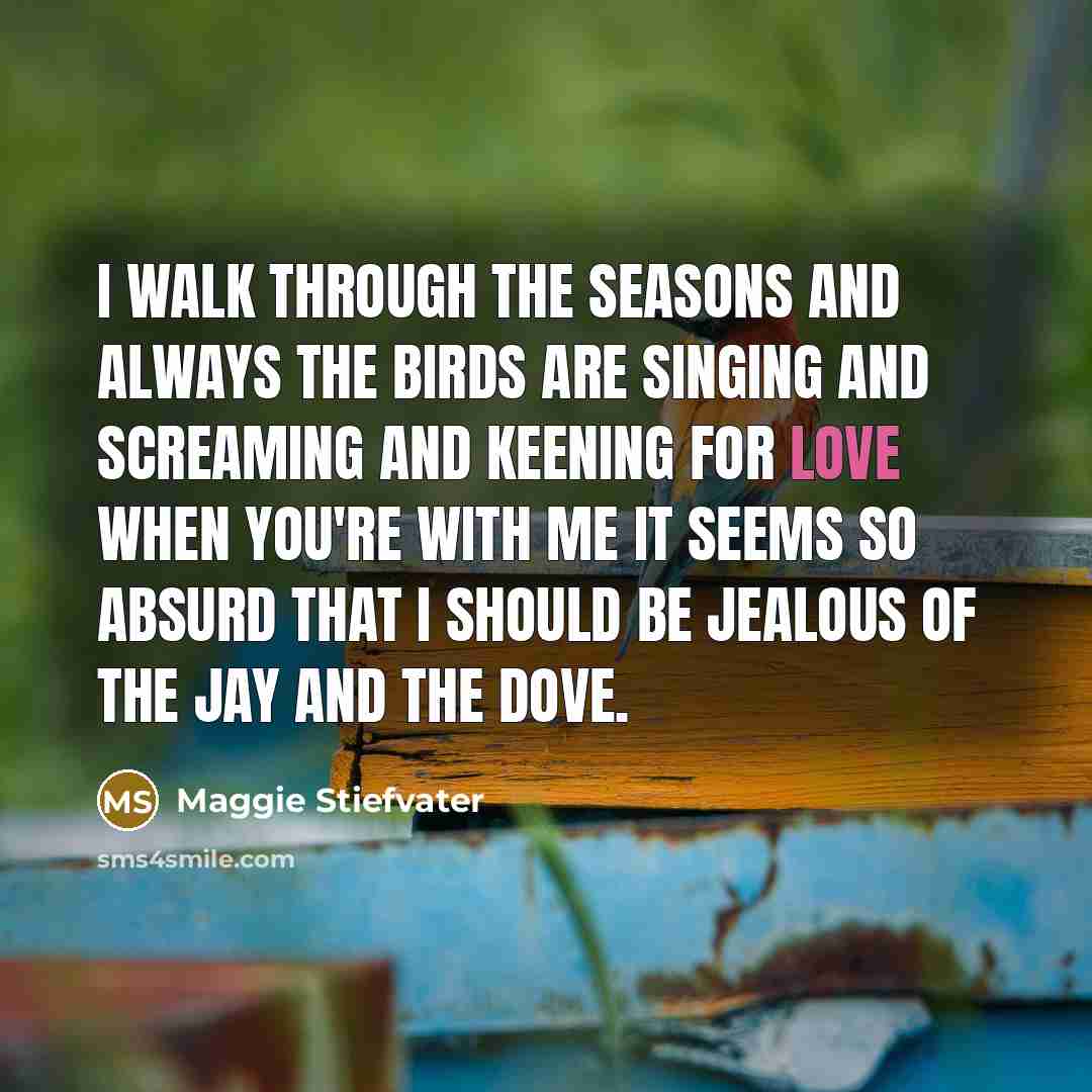 “I walk through the seasons and always the birds are…” quote by Maggie Stiefvater