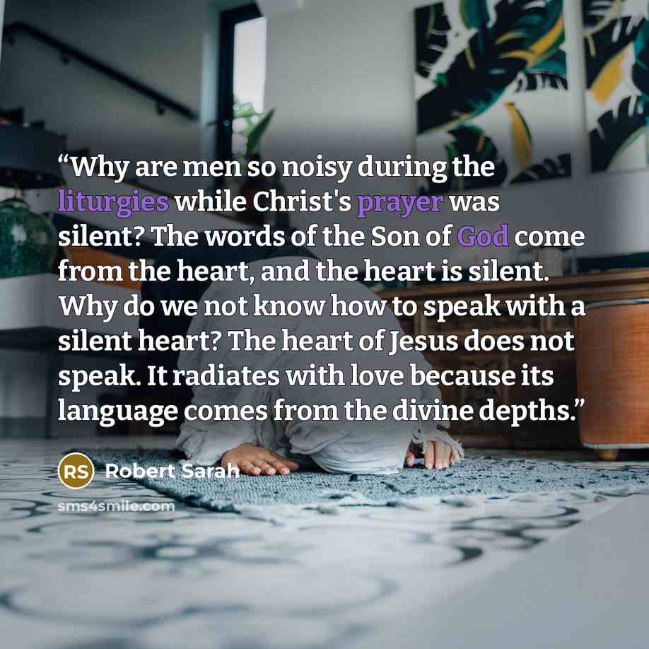 “Why are men so noisy during the liturgies while Christ's prayer was silent? The words of the Son of God come from the heart, and the heart is silent. Why do we not know how to speak with a silent heart? The heart of Jesus does not speak. It radiates with love because its language comes from the…” quote by Robert Sarah