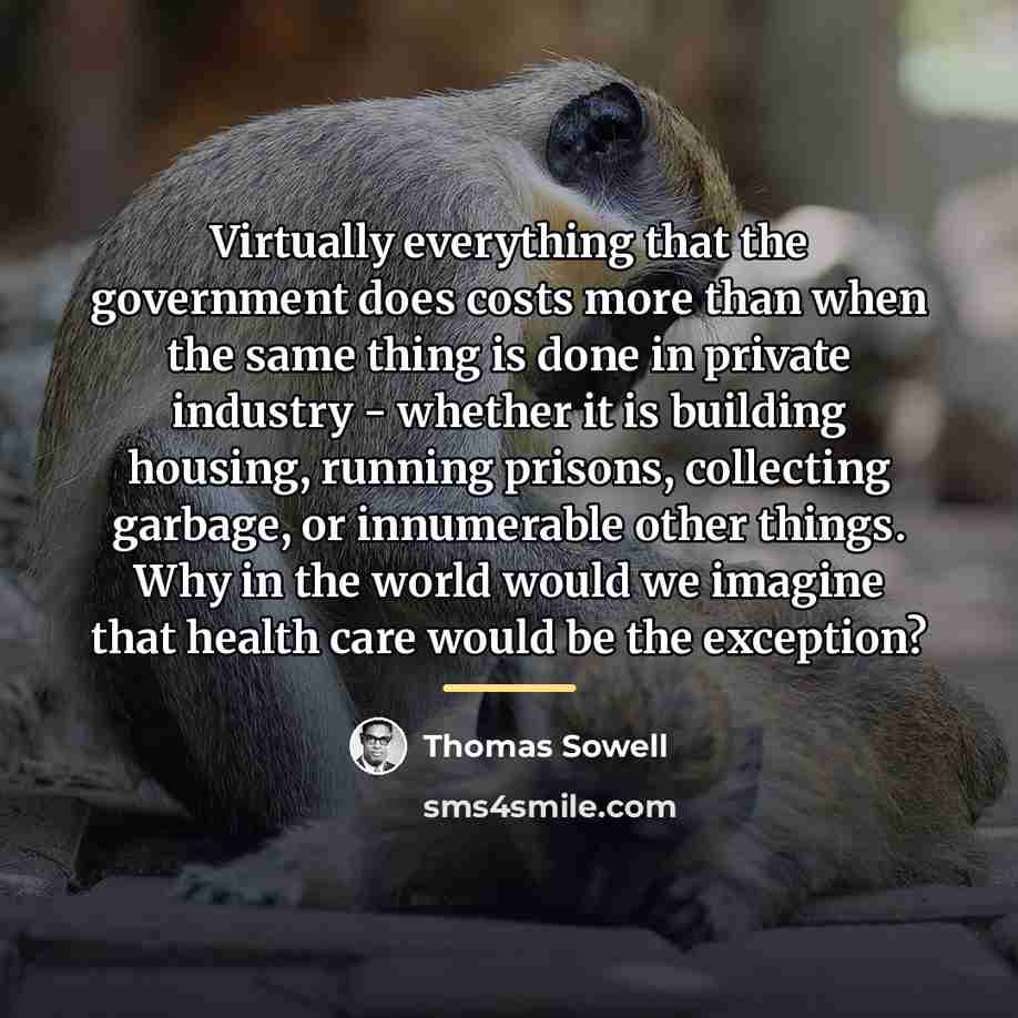 “Virtually everything that the government does costs more than when…” quote by Thomas Sowell