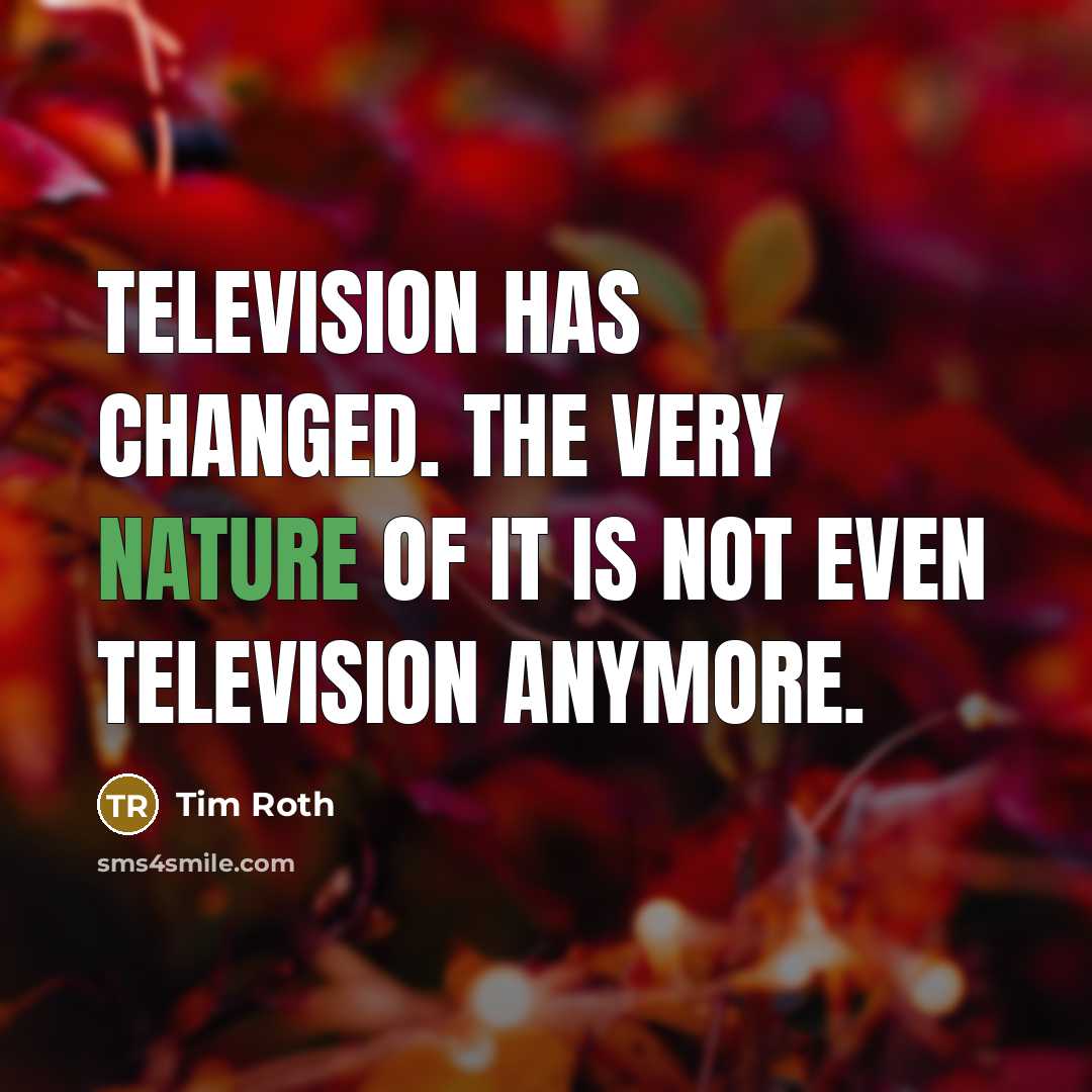 “Television has changed. The very nature of it is not…” quote by Tim Roth