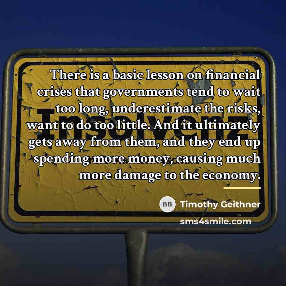 “There is a basic lesson on financial crises that governments…” quote by Timothy Geithner