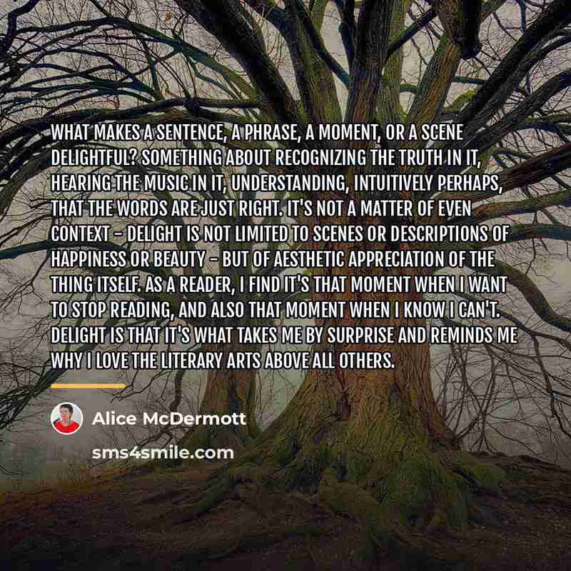 “What makes a sentence, a phrase, a moment, or a…” quote by Alice McDermott