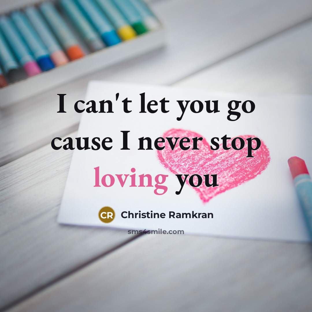 “I can't let you go cause I never stop loving…” quote by Christine Ramkran