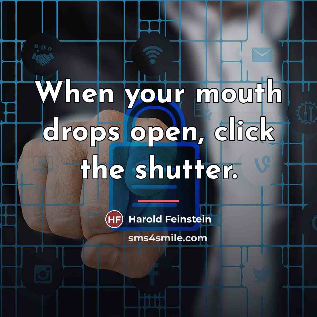 “When your mouth drops open, click the shutter.…” quote by Harold Feinstein
